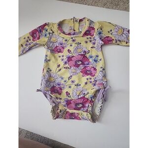 Girls Swim RuffleButts - Daisy Delight 1 pc Rash Guard Size‎ 6-12 Months